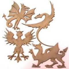 Dragons chipboard die cuts (set of 4) Dragons chipboard die cuts (set of 4)
